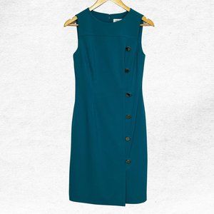 Calvin Klein Size 2 Solid Teal Dress